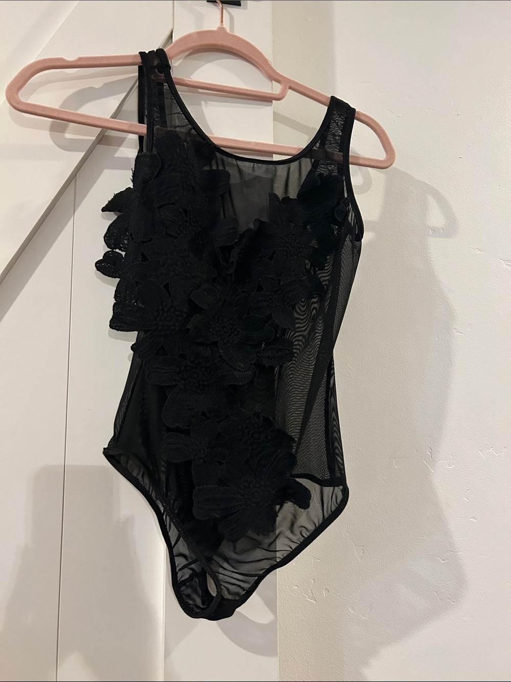 Black Floral Mesh Bodysuit - Women Intimates